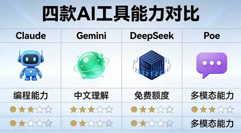 四款AI工具核心能力对比可视化